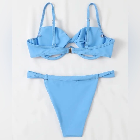 Blue Underwire Thong Bikini Set - Picture 6 of 11